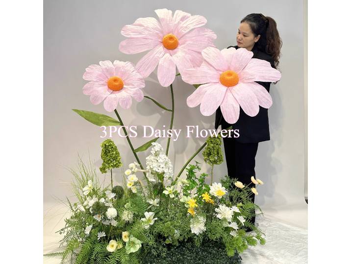 Grandes fleurs de marguerite artificielles 180cm, décoration en papier pour fête d'anniversaire, jardin, bureau, maison, boutique de mariage, vitrine