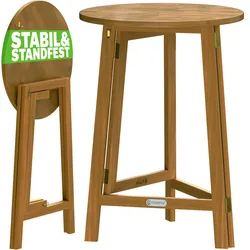 Casaria® Stehtisch 2er Set Holz klappbar 110x80cm rund Massivholz