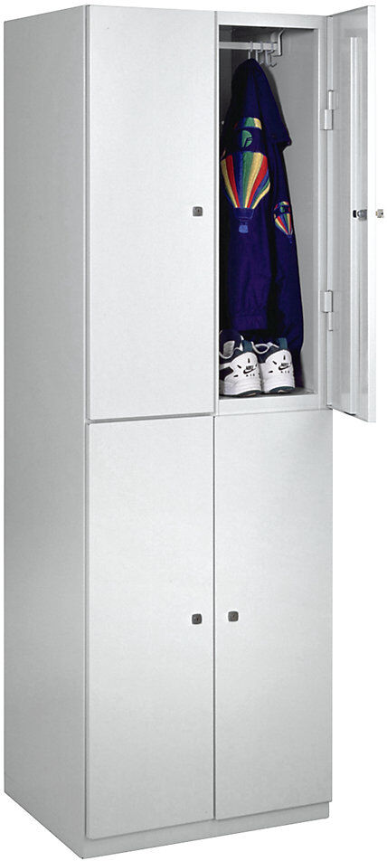 Doppelstock-Spind Frankfurt, 2 Abteile, B 600 mm, lichtgrau Wolf