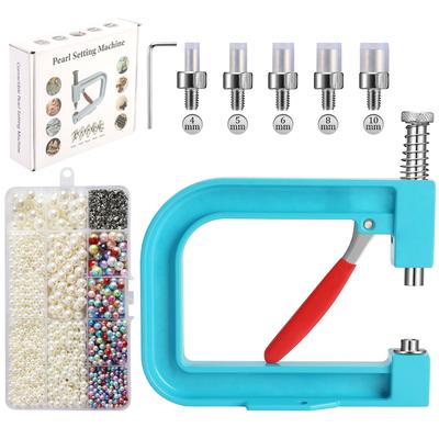 Professional Pearl Setting Machine Kit For DIY Clothing, Hats & Fashion Accessories blue
