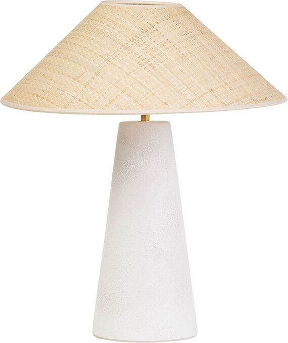 Miliboo Tischlampe aus weißer Keramik mit Rattanlampenschirm H47 cm JUNI