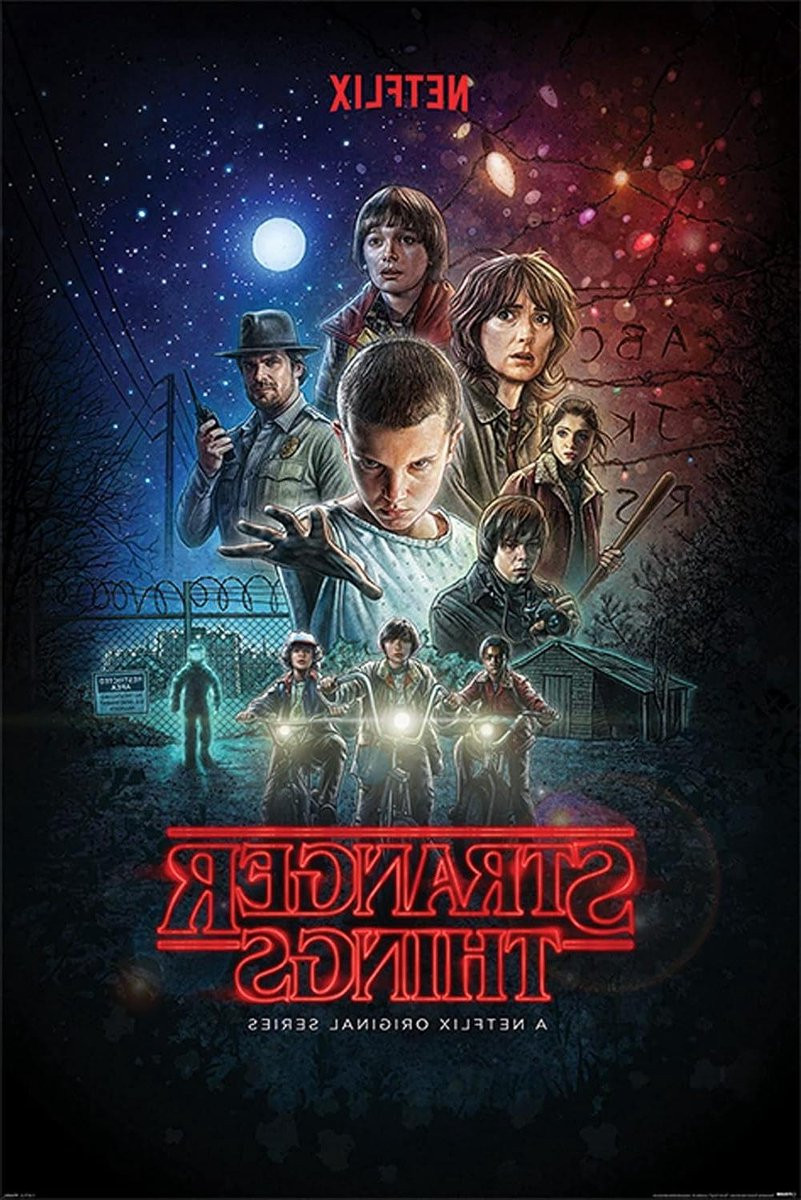 Stranger Things Poster met Wissellijst - Film Poster Muurdecoratie - Wit - 61 x 91,5 cm