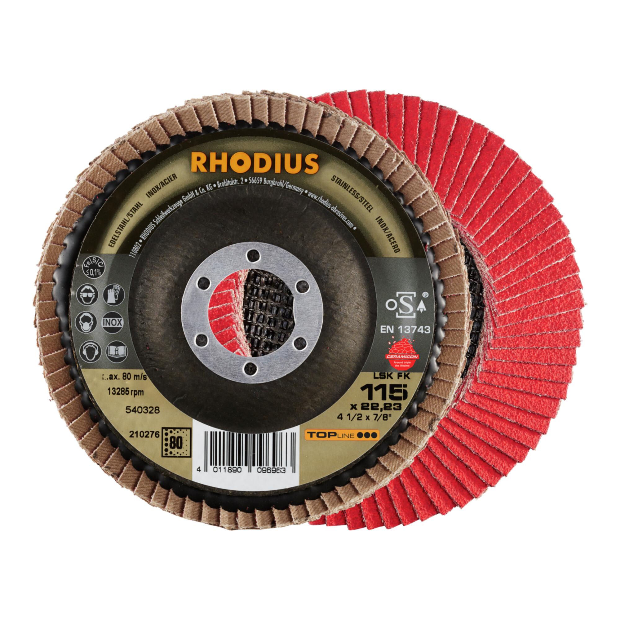 RHODIUS TOPline LSK FK Fächerschleifscheibe 115 x 22,23 mm K80 (210276)