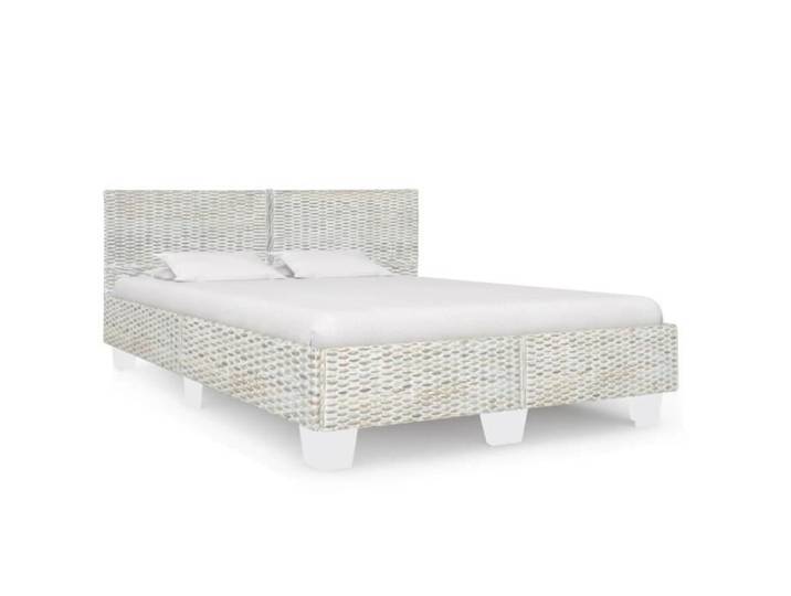 Cadre de lit - LE SHOP - Gris Rotin naturel - 140 x 200 cm - Bois massif - Ethnique - Ailleurs