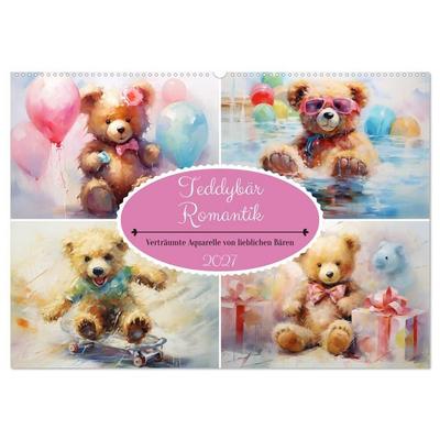 Teddybär Romantik. Verträumte Aquarelle von lieblichen Bären (Wandkalender 2027 DIN A2 quer), CALVENDO Monatskalender