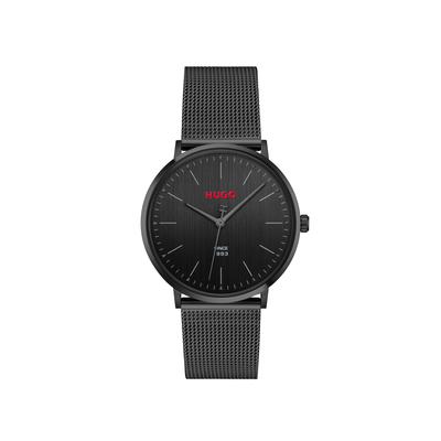 Quarzuhr HUGO "STYLE", schwarz (schwarz, schwarz), Armbanduhren, Herren, Quarzuhr, Armbanduhr, Damenuhr, Herrenuhr, Edelstahlarmband, analog