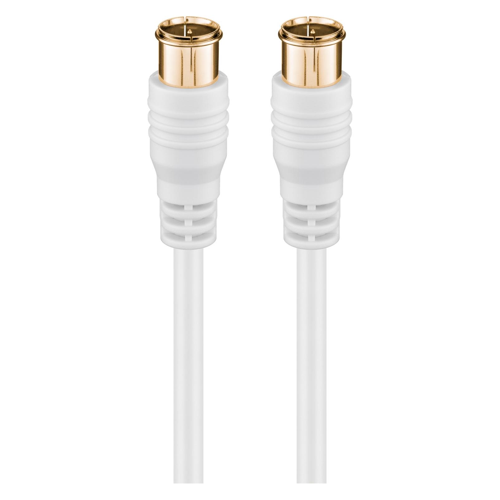 Goobay SAT Anschlusskabel, F-Quick, 100% geschirmt, vergoldet, Weiss, 5 m (85 dB, SAT Kabel) (62747)