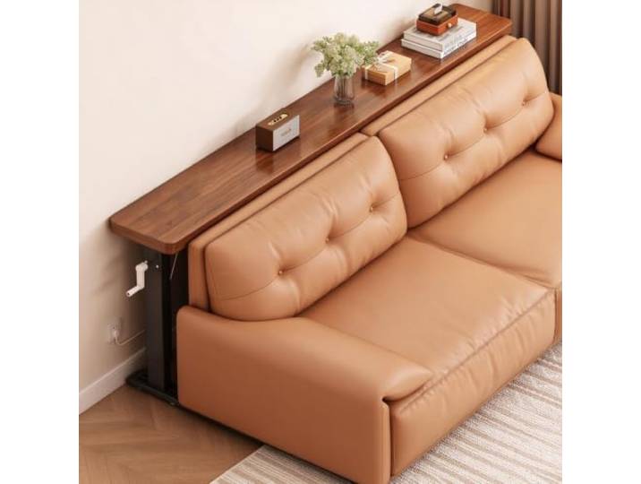 Vielseitiger Höhenverstellbarer Tisch, Konsolentisch Hinter Dem Sofa Schmaler Langer Wand-Beistelltisch, Verschiebbarer Standfuß, Lückentisch Für Bett Und Wohnzimmer(Walnut,150x25cm)