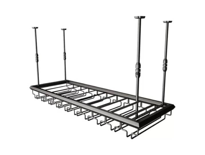 Weinglasregal im Vintage-Stil für Aufhängen für Bar, Küche, Wohnzimmer Höhenverstellbares Weinregal, schwimmendes Regal für Metallflaschen(Black,100x30cm)