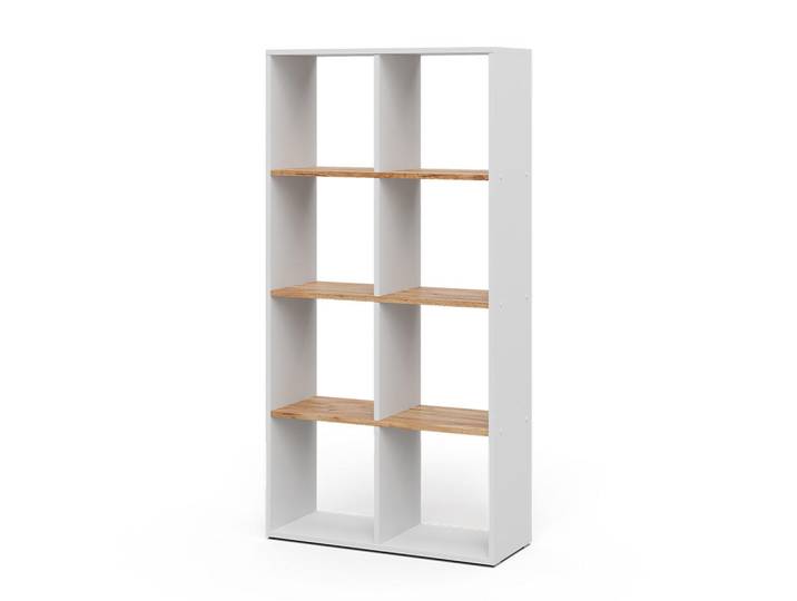 Vicco Raumteiler Scutum Weiß/Goldkraft Eiche 143 x 72 cm, Weiß, Eichefarben, 8 Fächer, Rechteckig, 143x72x29 cm, Wohnzimmer, Raumteiler, Raumtrenner