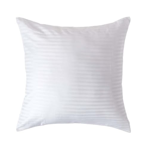 Homescapes Witte Egyptische Katoenen Kussensloop met Streep en Ritssluiting, 60 x 60 cm