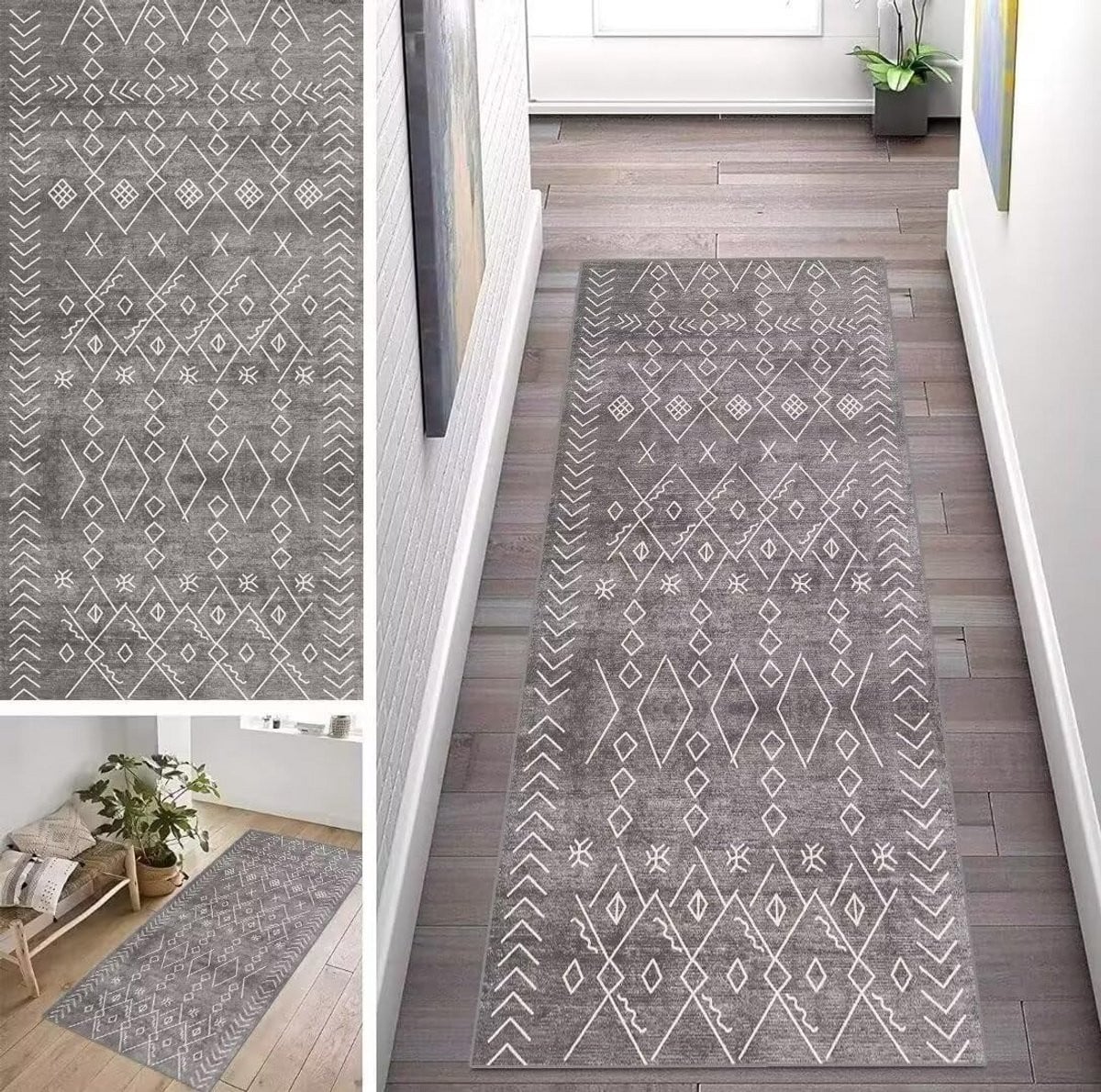 Modern Geometrisch Gangtapijt van Polyester, Rechthoekig, Geschikt voor Keuken, Woonkamer en Hal