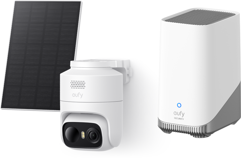 eufyCam C37 mit homebase 3, Überwachungskamera Außen, Farbnachtsicht, Solar