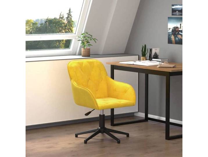 Chaise pivotante de bureau Jaune Velours 344863