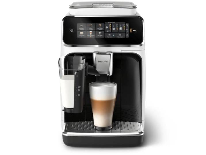 PHILIPS Kaffeevollautomat LatteGo 3300 Serie, Weiß, 6 Spezialitäten Espressomaschine, LatteGo Milchsystem, einfache Reinigung, SilentBrew, Farb-Touch-Display, Keramikmahlwerk (EP3343/50)