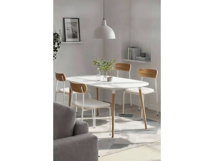 4er Set Vognor Weiße Stühle Sitz - Beige