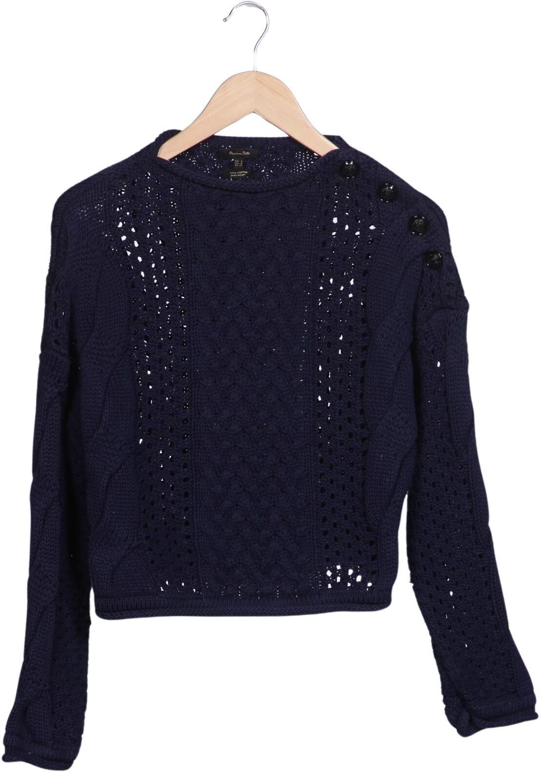 Massimo Dutti Damen Pullover, Marineblau, Gr. S, Baumwolle - Second Hand