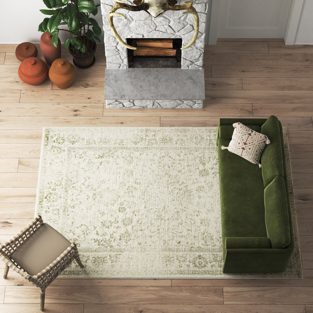 Fernleaf Jacquelyn Floral Area Rug Ivory/Light Green Rectangle 183 x 274 cm