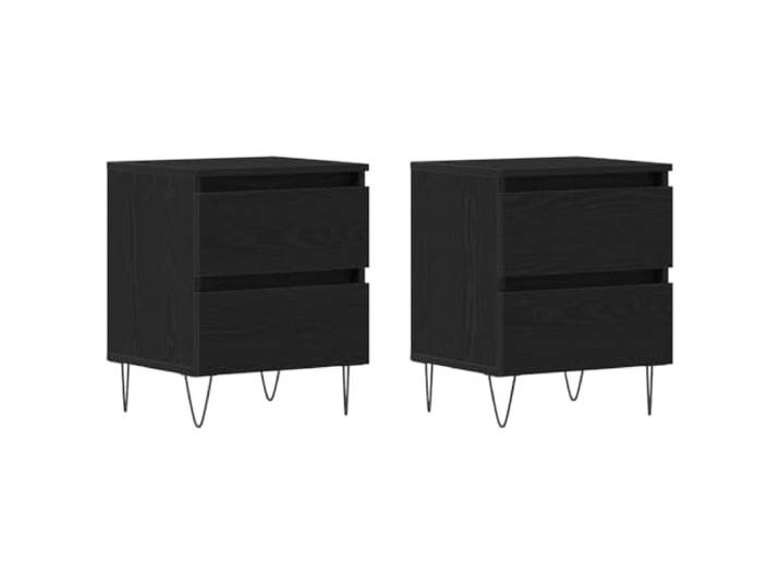 Heofavd 2er Set Nachttische 40x35x50 cm mit 2 Schubladen Schwarze Eiche