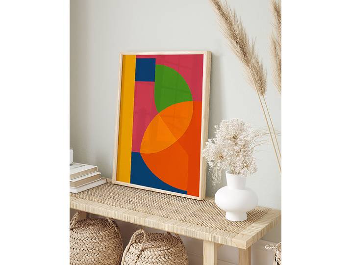 Affiche abstraite colorée Revêtement : verre acrylique Structure : hêtre laqué Multicolore 32 x 42cm
