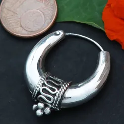 Drachensilber Creole Bali Mond Ø 23mm konisch edel verziert 925 Silber - Silber