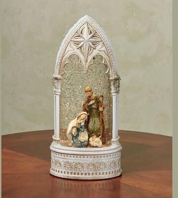 Roman Inc Holy Night LED Water Church Table Accent Antique White , Antique White
