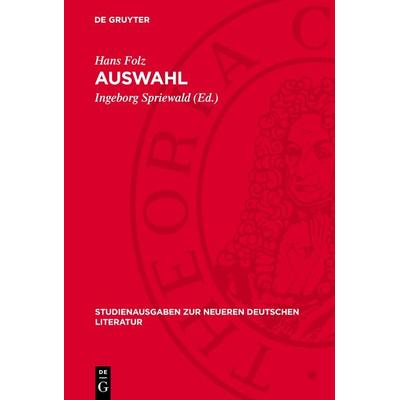 Auswahl, Gebundene Ausgabe von Hans Folz, De Gruyter, 978-3-11-270952-8