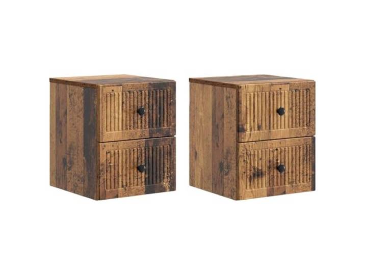 Tmriohed Wandnachttisch 2er Set Altholz-Optik 33x34,5x40 cm Schrank Platzsparende Wandkommode im 2er Set fürs Schlafzimmer mit Schubladen aus Holzwerkstoff in Altholz-Optik.