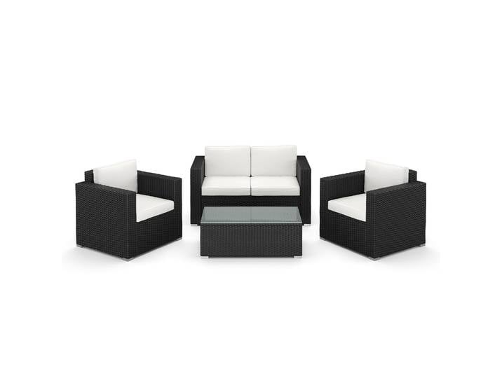 Rattanlounge VENEZIA schwarz/weiss
