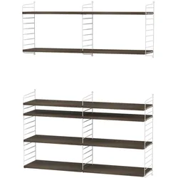 Set aus zwei Wandregalen Weiß Walnuss