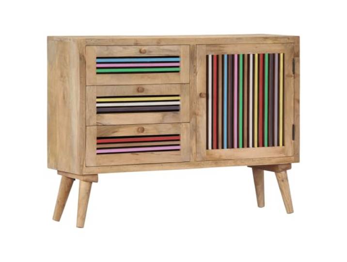 RJPLMFV Anrichte, 100 x 30 x 75 cm, Mangoholz, massiv 3 Schubladen, 2 Schränke, Wandbefestigung im Lieferumfang enthalten, Aufbewahrung von Schuhen und Büchern