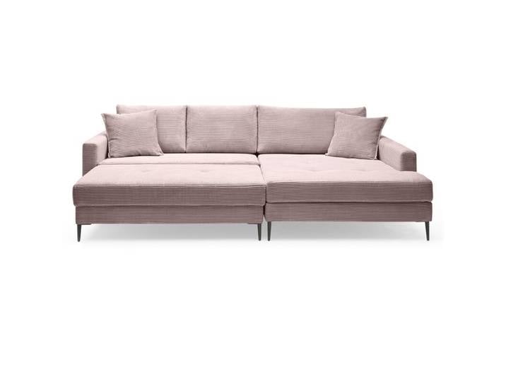 Trendstore Hilary Ecksofa in Cord mit Megahocker - Cord Zoom flamingo - rechts Modern