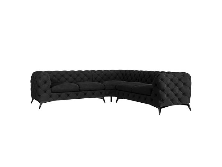 Ecksofa III Schwarz Samt Ravi 262 x 262cm Gleichschenklig Glamour