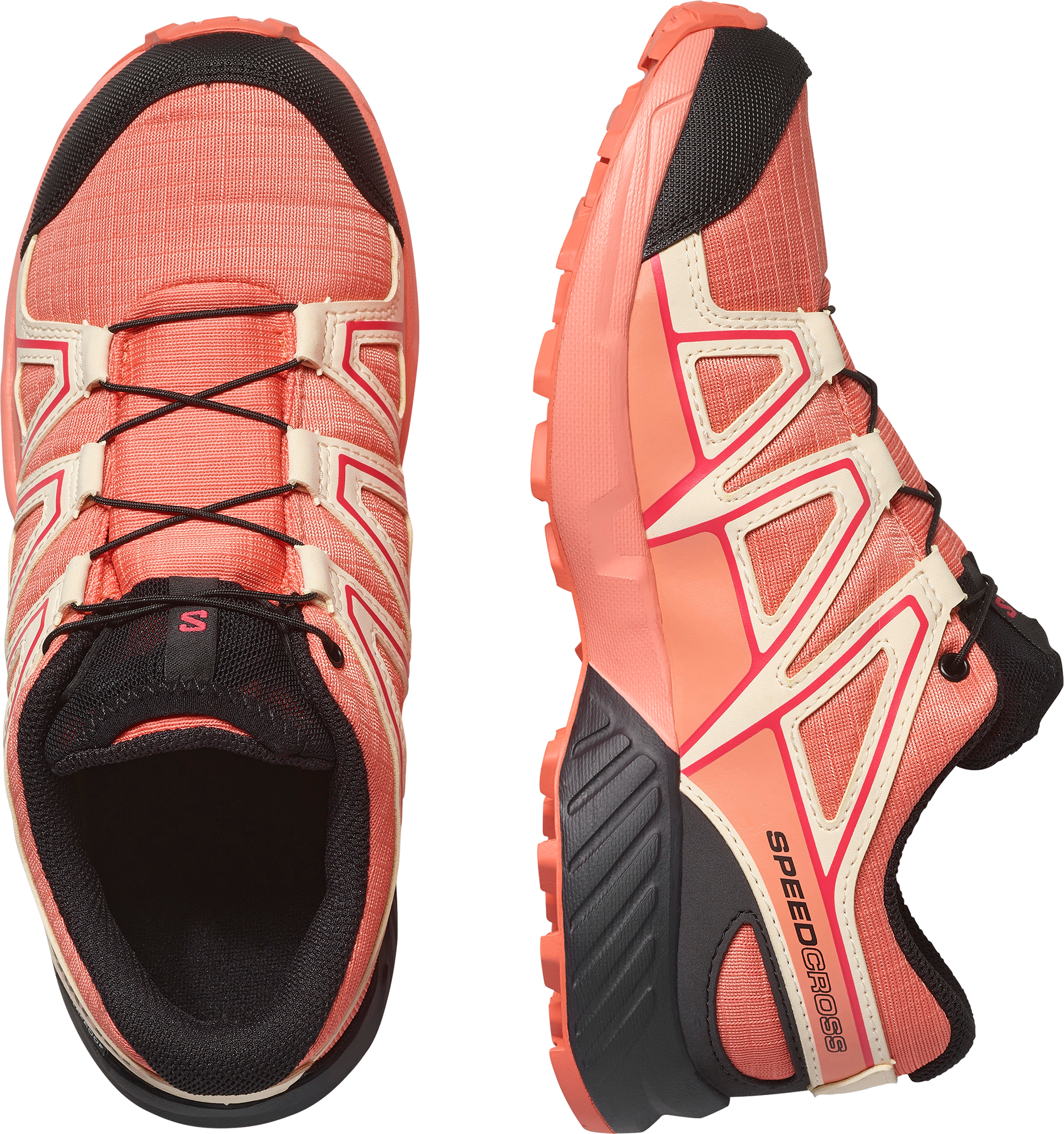 Wanderschuh SALOMON "SPEEDCROSS WP J", Kinder, Gr. 34, atmungsaktiv, rosa (emberglow, tender peach, fusion coral), Synthetik, Textil, Schuhe Wanderschuh, wasserdicht emberglow, tender peach, fusion coral 34, atmungsaktiv
