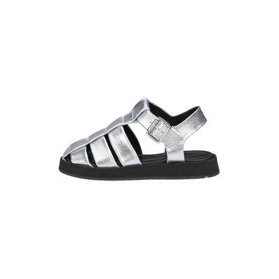 Sandale LLOYD "Hochwertige Sandale", Damen, Gr. 39, silber, Leder, unifarben, Schuhe Sandale, mit klassischem Design