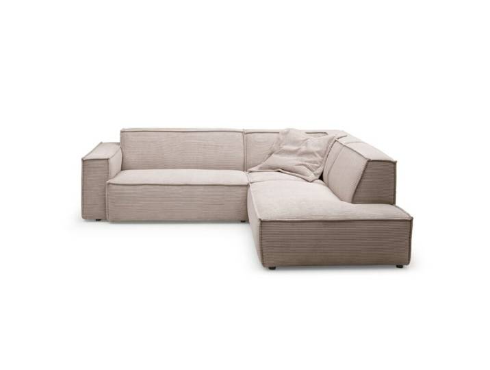 Trendstore Calina Ecksofa in Cord - Cord taupe - rechts - inkl. Kissen Modern, Zeitlos
