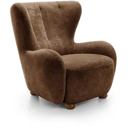 SESSEL MIST, Polstersessel Klassisch Loungesessel, Chenille-Stoff Braun