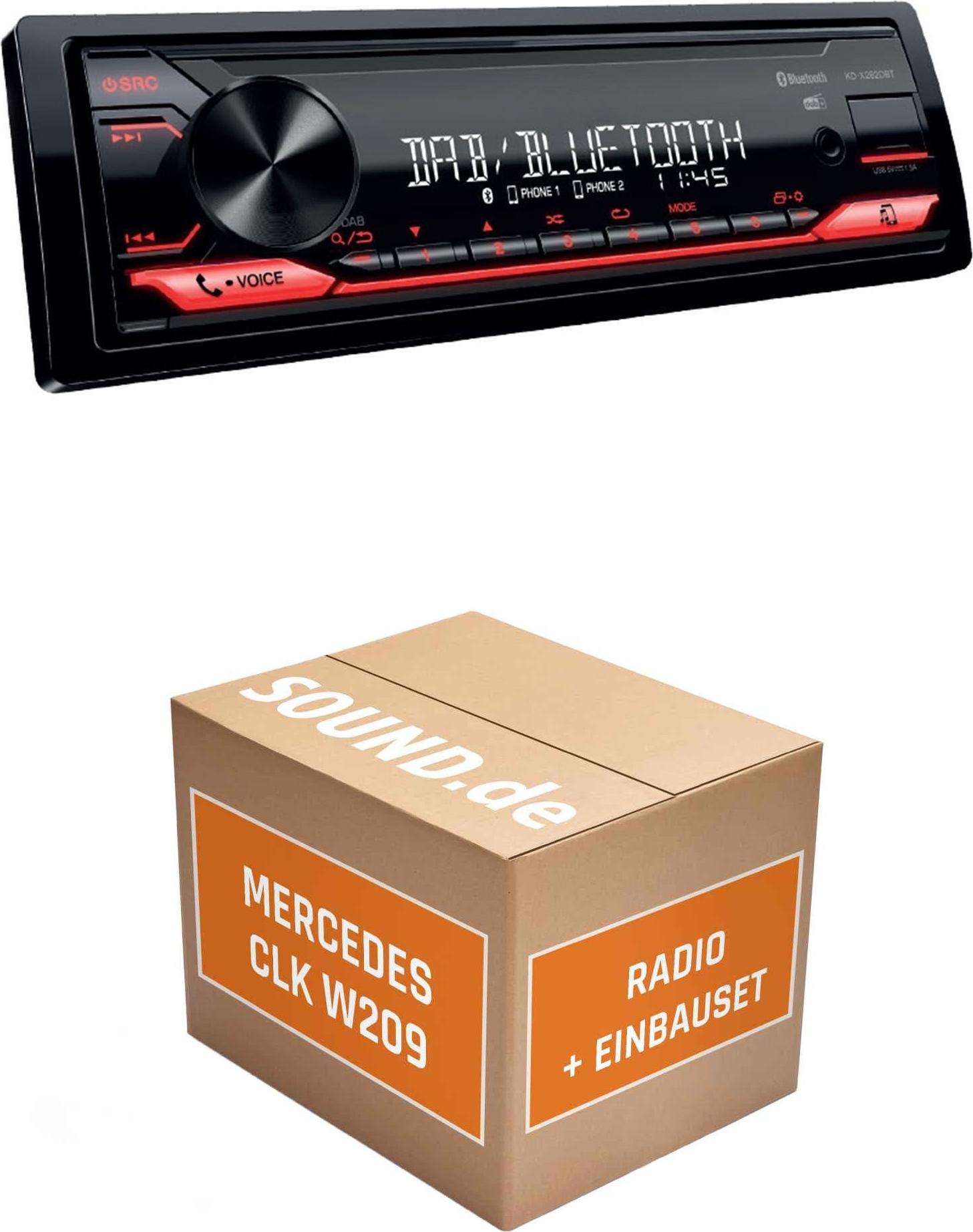 Autoradio Einbaupaket JVC KD-X282DBT passend für Mercedes CLK W209 + Harman Kardon System Schwarz | Bluetooth: Telefonieren & Audiostreaming