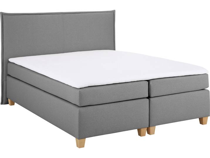 Boxspringbett, 172x205 cm, Struktur Fein, Grau, Inkl. Topper, Klassisch, Home-affaire