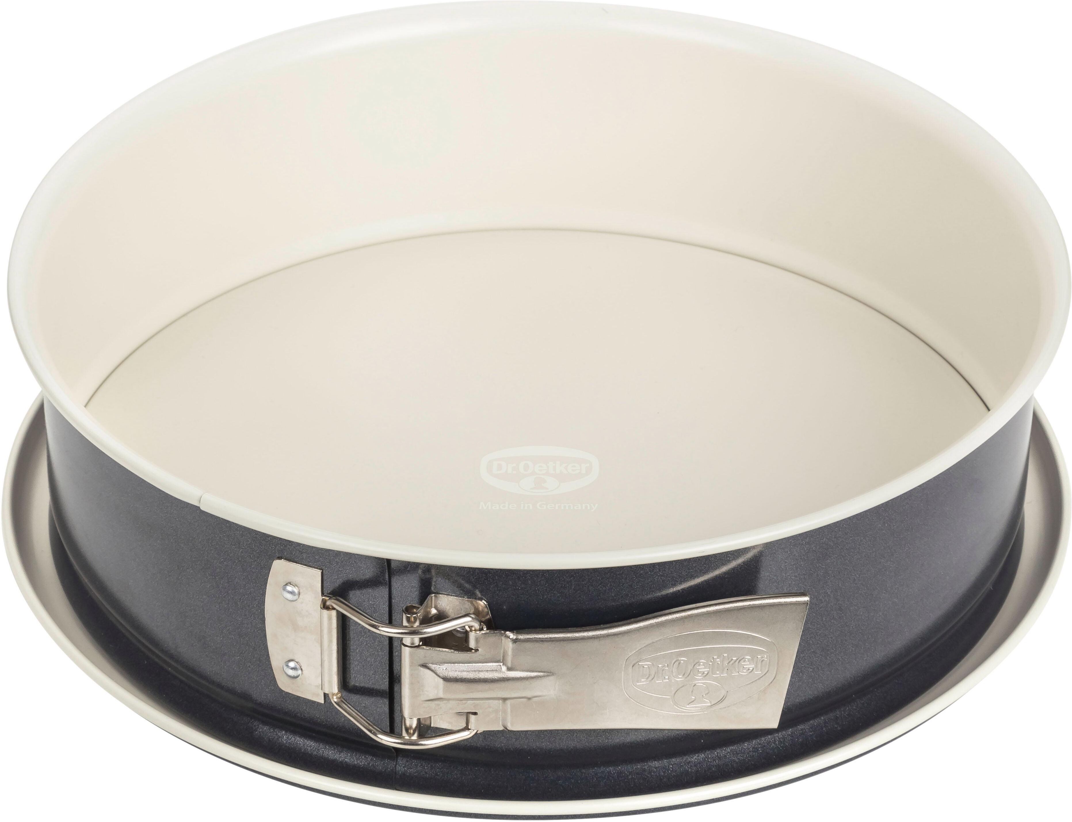 Springform "Back-Trend", schwarz (anthrazit, cremefarben), Ø:28cm, Stahlblech, DR. OETKER KÜCHENHELFER, Küchenformen, Springform, Flachboden anthrazit, cremefarben Ø 28cm