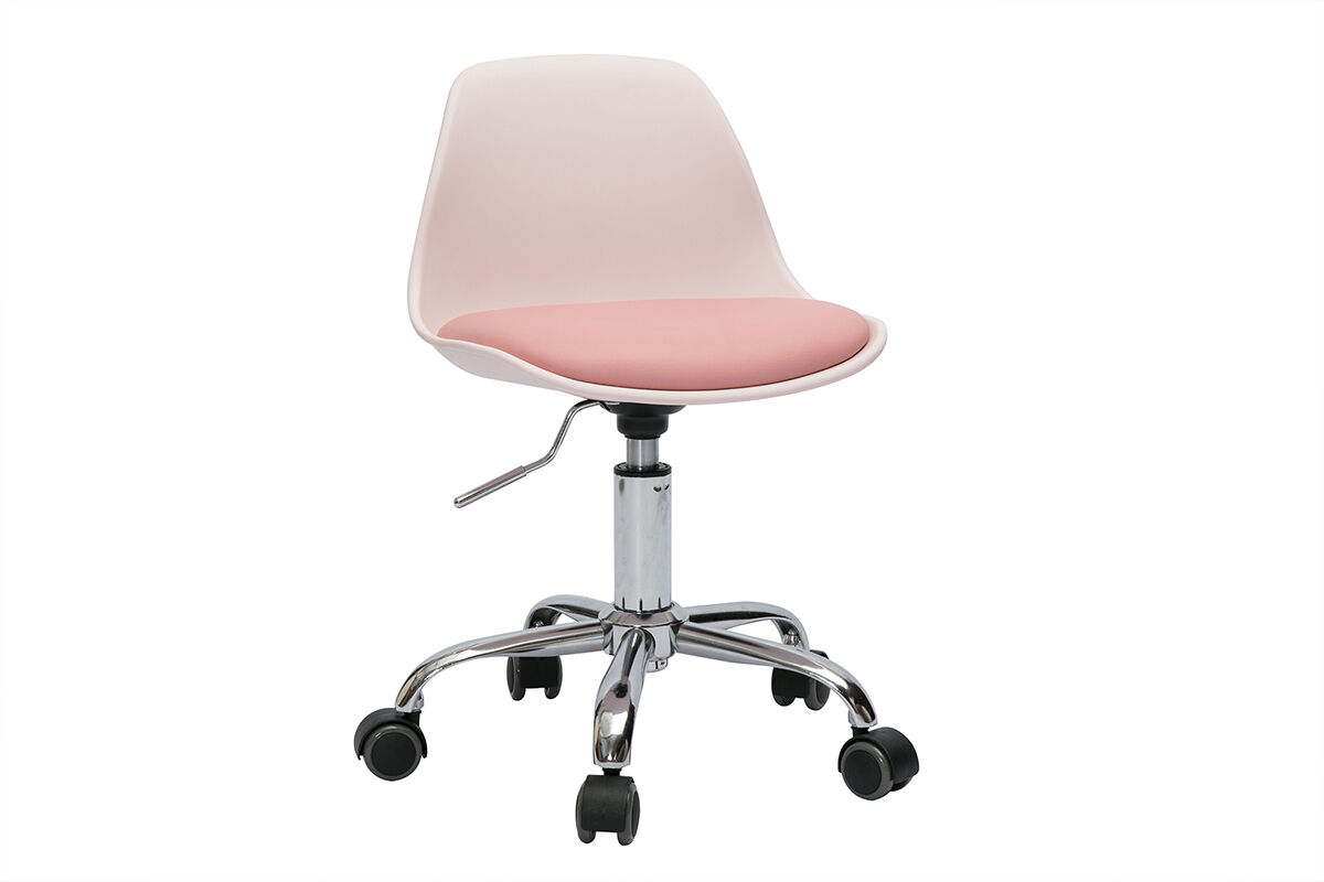 Miliboo Kinderbürostuhl mit Rollen in Rosa Design STEEVY