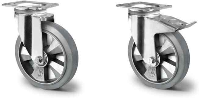 Set CASCOO Lenkrolle ø 125 mm Serie BAF2 Doppelkugellager + CASCOO Lenkrolle mit Totalfeststeller ø 125 mm Serie BAF2 Doppelkugellager