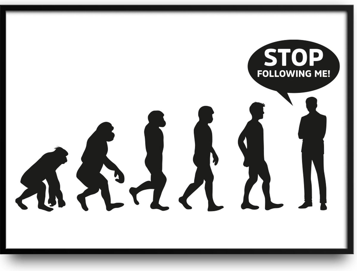 Stop following me fotolijst met glas en grappige poster, 40 x 50 cm