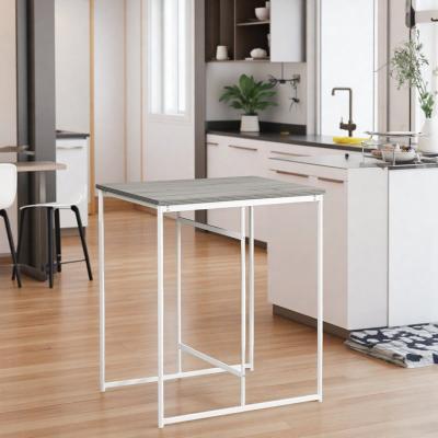 ZWYO HOSIMU "32"" Small Counter Height Dining Table, Laminate Rectangular Pub Table with Sleek White Metal Legs"