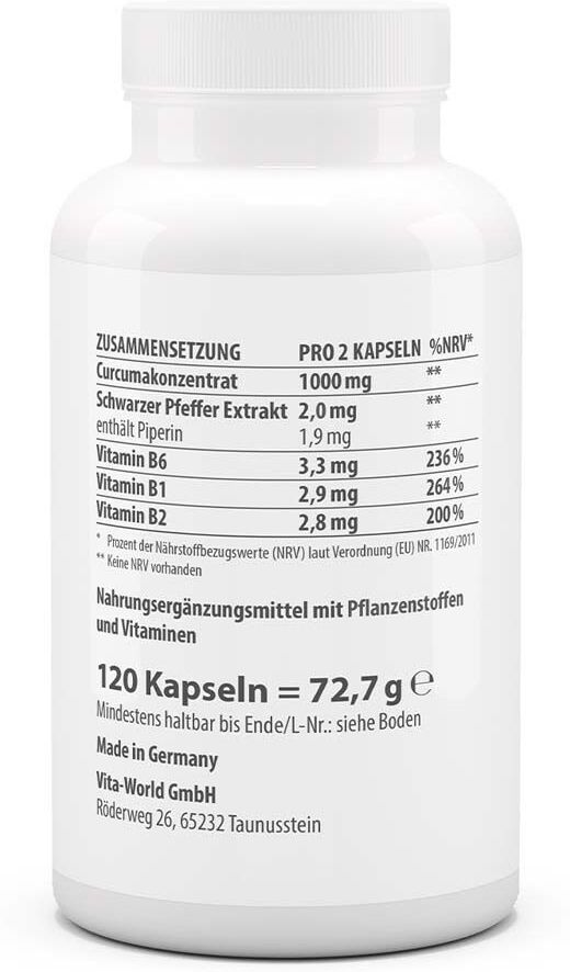 vitaworld Curcuma 500 mg Kapseln 120 St