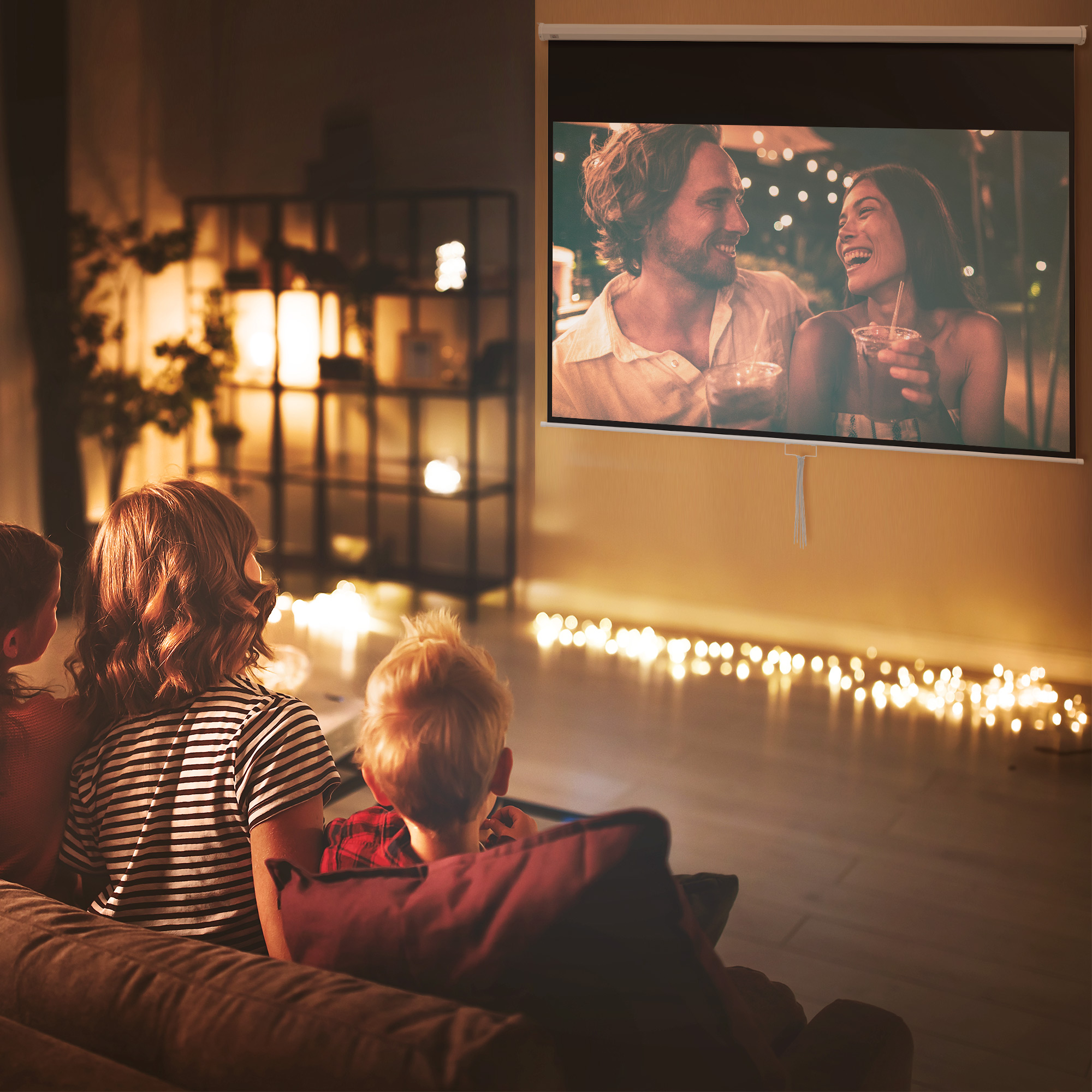 Homcom Telo per Proiettore 120" Rapporto 16:9, Fissaggio a Muro e Soffitto per Casa e Ufficio, Bianco   Aosom Italy