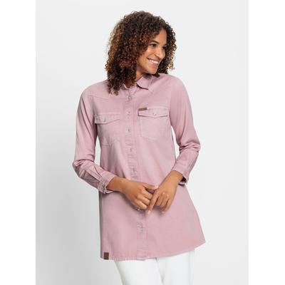 Longbluse CASUAL LOOKS, Damen, Gr. 46, lila (mauve), 100% Baumwolle, unifarben, Blusen Longbluse