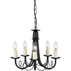 Elstead Lighting, Kronleuchter, Minster Kronleuchter E14 5-fach Schwarz, Made in UK (37 cm)