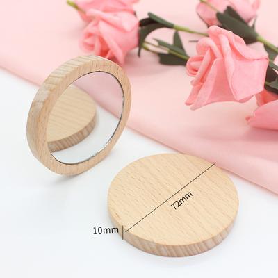 Fusion Finds Portable Makeup Mirror Set Wooden Hand Mirror Mini Round Travel Cosmetic Mirrors beech