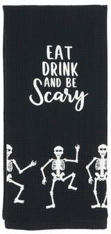 "Saro Lifestyle Frightful Feast Skeleton Kitchen Towel (Set of 4) - 18""x28"""